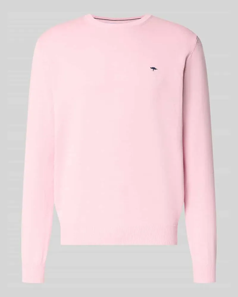Fynch-Hatton Strickpullover mit gerippten Abschlüssen Hellrosa