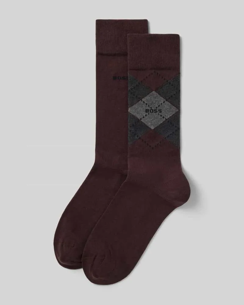HUGO BOSS Socken aus Baumwoll-Mix im 2er-Pack Modell 'ARGYLE Dunkelbraun