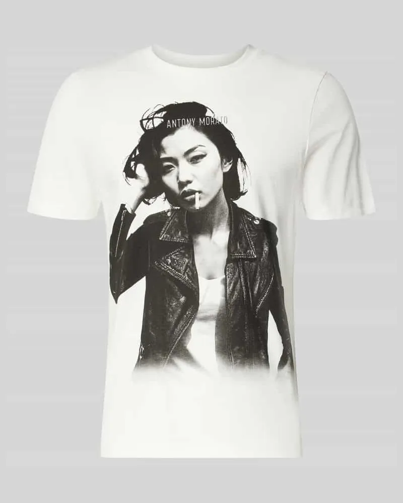 Antony Morato Regular Fit T-Shirt aus reiner Escorial-Wolle Weiss