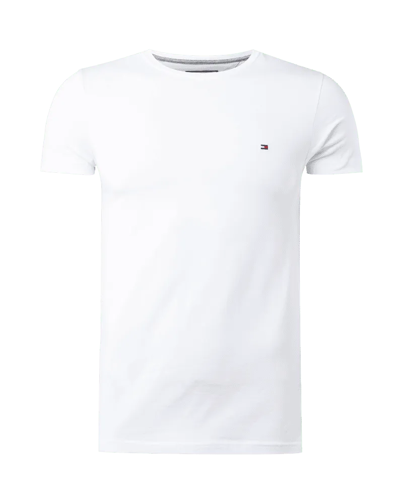 Tommy Hilfiger Slim Fit T-Shirt mit Rundhalsausschnitt Weiss