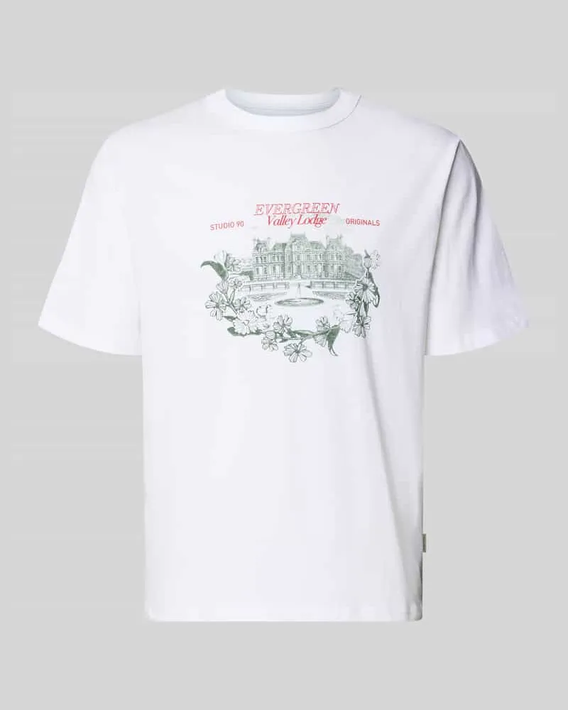 Jack & Jones T-Shirt mit Label-Print Modell 'NIAGARA Weiss