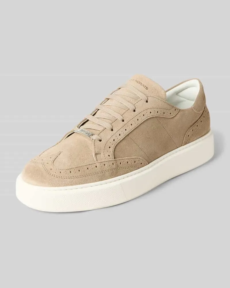 Antony Morato Ledersneaker mit Lochmuster Modell 'POWELL SUEDE Beige