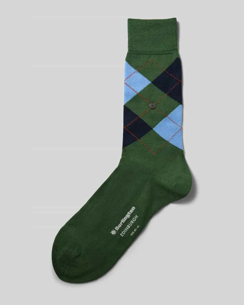 Burlington Socken aus Schurwoll-Mix mit Label-Detail Gruen