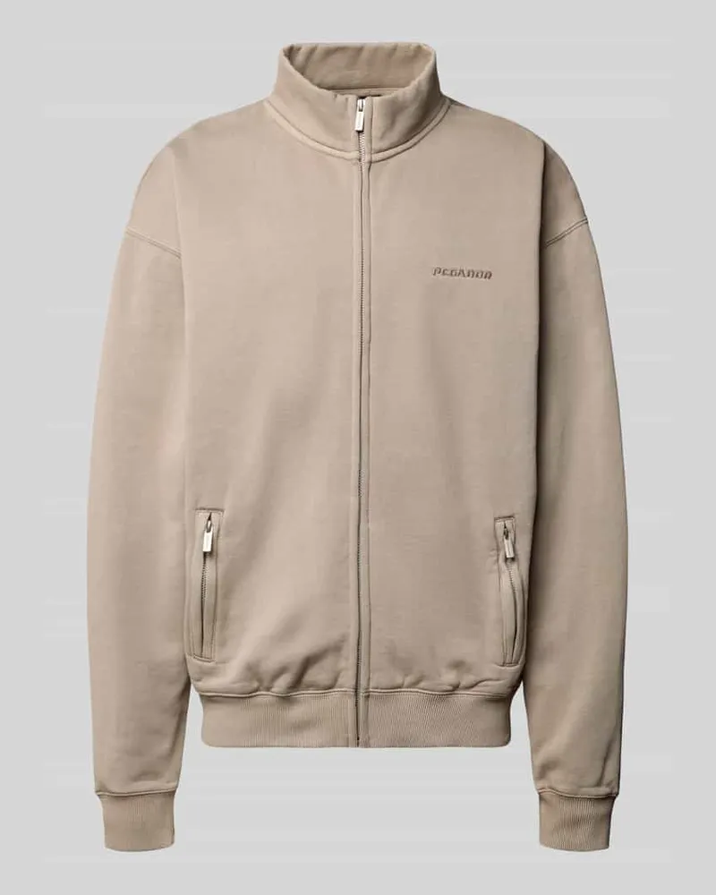 PEGADOR Oversized Sweatjacke mit Label-Stitching Graphit