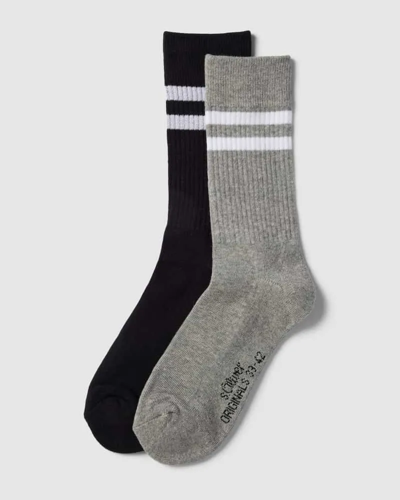 S.Oliver Socken mit Kontraststreifen im 2er-Pack Black