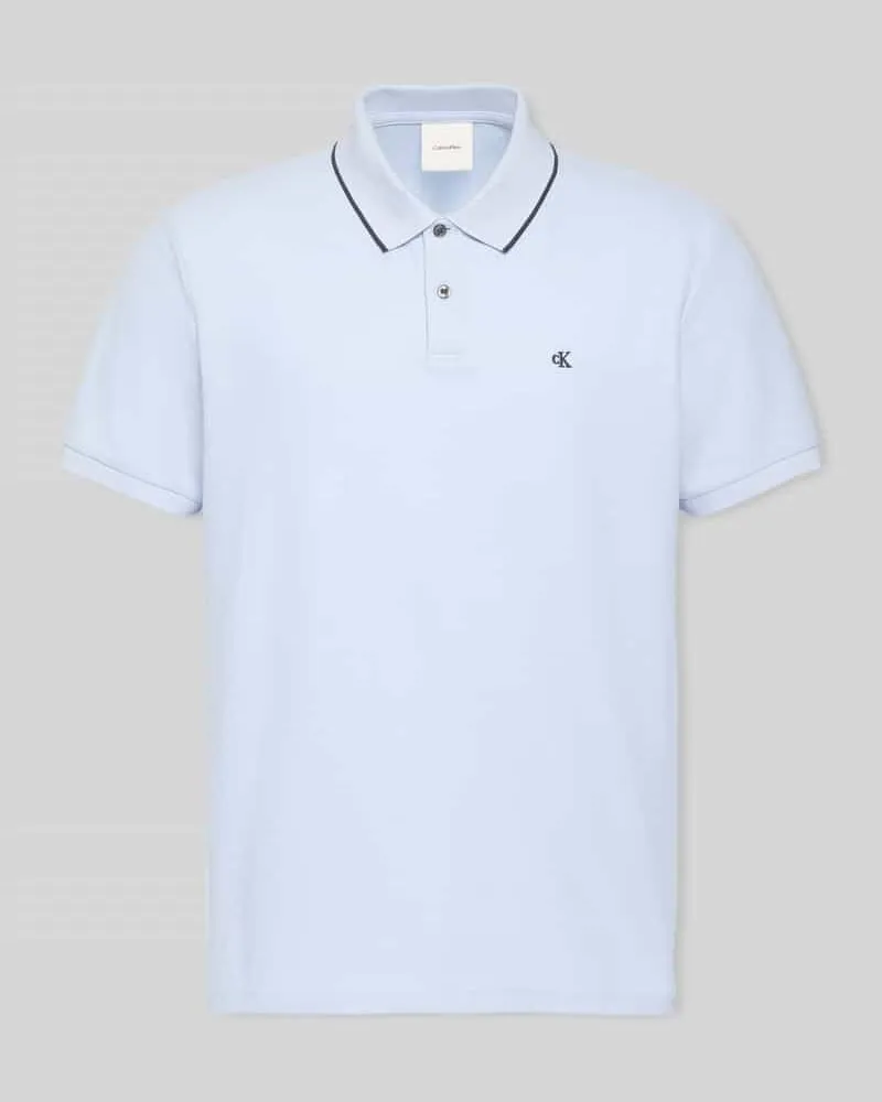 Calvin Klein Poloshirt mit Logo Stitching aus reiner Baumwolle Sky