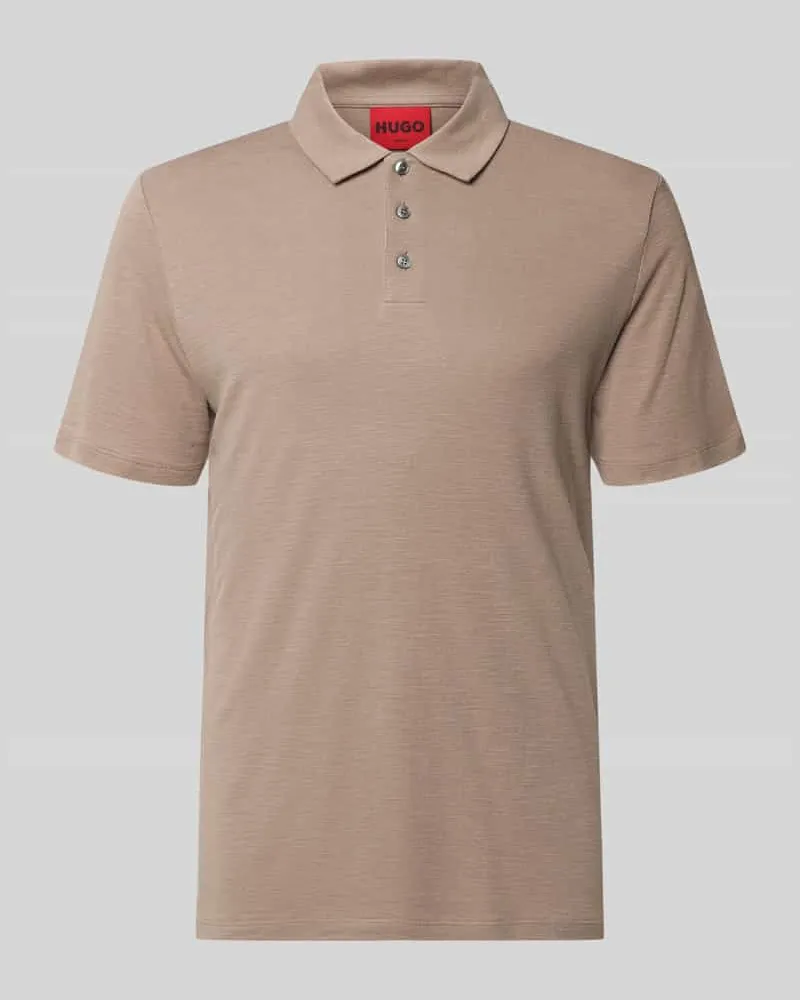 HUGO BOSS Slim Fit Poloshirt aus Lyocell-Leinen-Mix Modell 'DULINEN Hellbraun