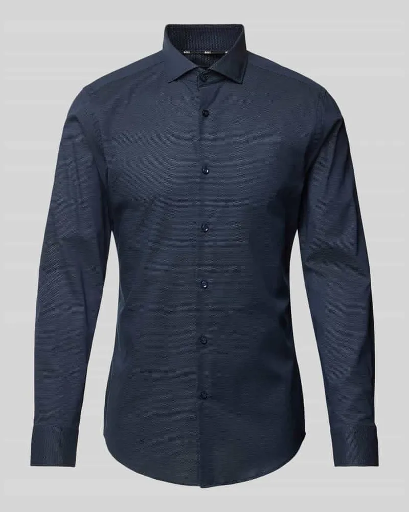 HUGO BOSS Slim Fit Business-Hemd mit Knopfleiste Bleu