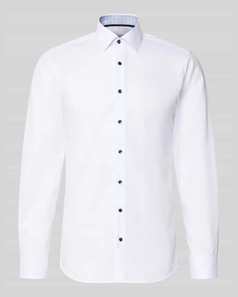 Eterna Slim Fit Business-Hemd aus Baumwolle mit Kentkragen Weiss