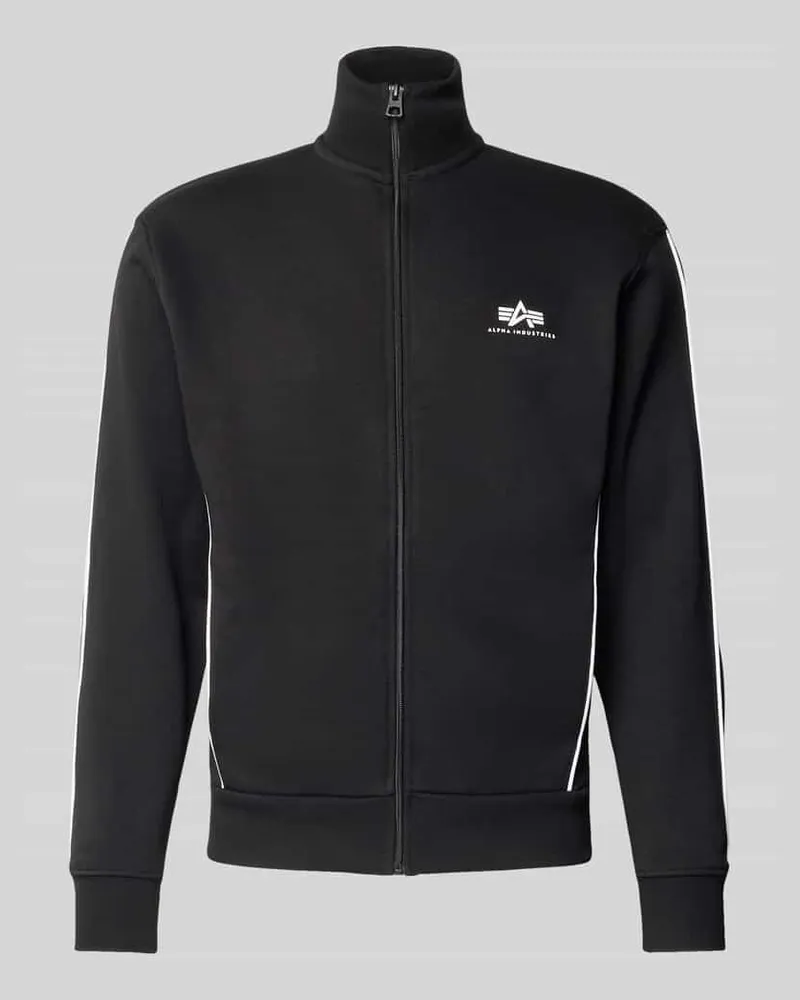 Alpha Industries Sweatjacke mit Logo und Stehkragen Black