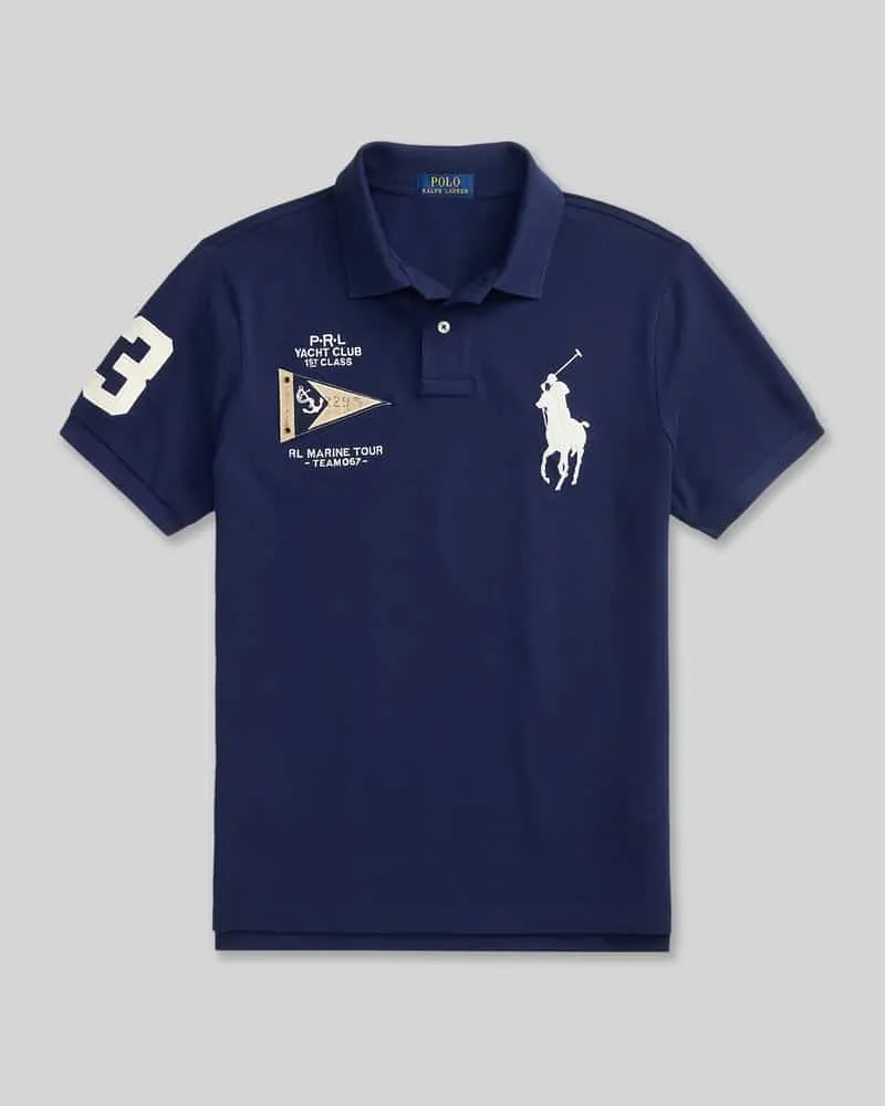 Ralph Lauren Regular Fit Poloshirt aus reiner Baumwolle mit Stitchings Marine