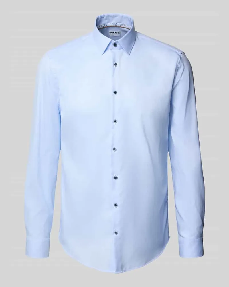 JAKE*S Slim Fit Business-Hemd aus reiner Baumwolle mit Kentkragen 