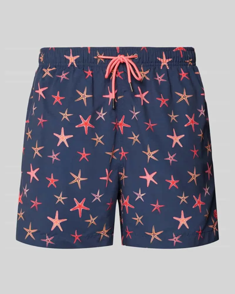 McNeal Regular Fit Badeshorts mit Allover-Motiv-Print Marine