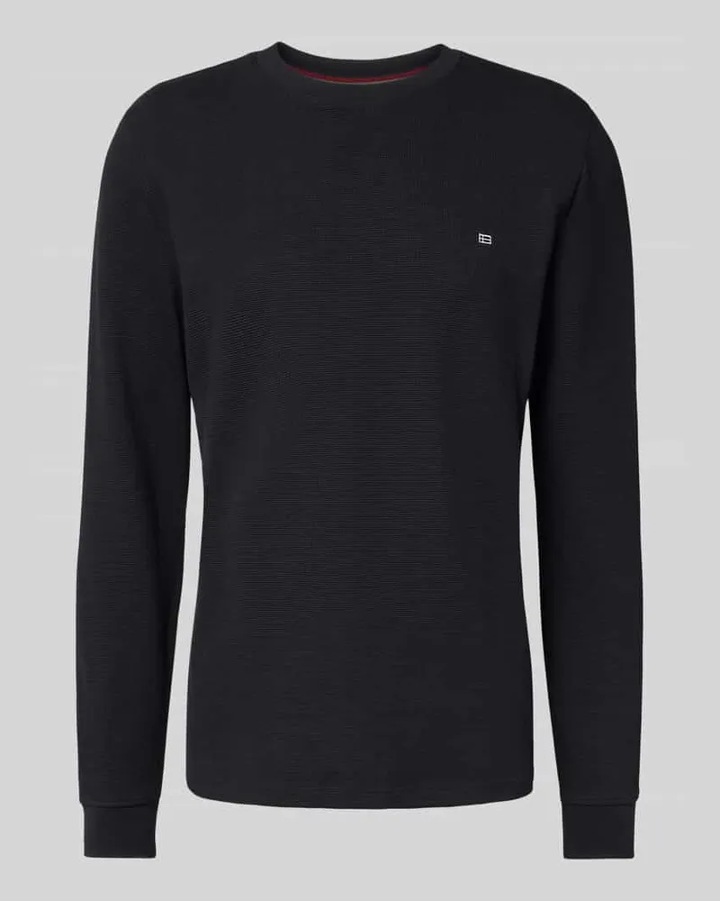 Christian Berg Longsleeve mit Strukturmuster und Rundhalsausschnitt Black