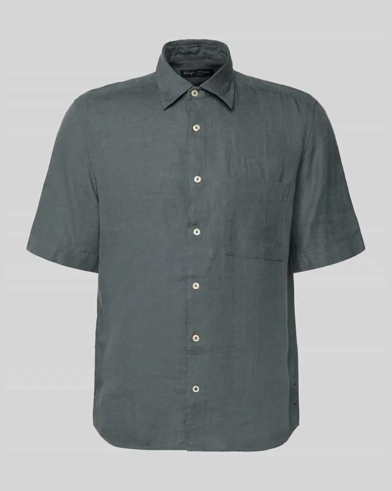 Marc O'Polo Regular Fit Freizeithemd aus reinem Leinen Oliv