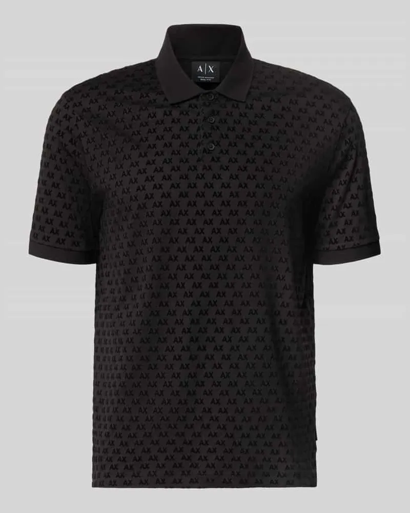 Armani Exchange Regular Fit Poloshirt aus reiner Baumwolle Black