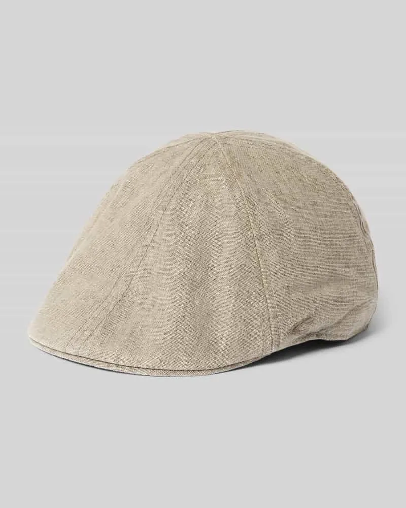 Camel Active Flat Cap aus Baumwoll-Leinen-Mix mit Label-Stitching Mittelgrau