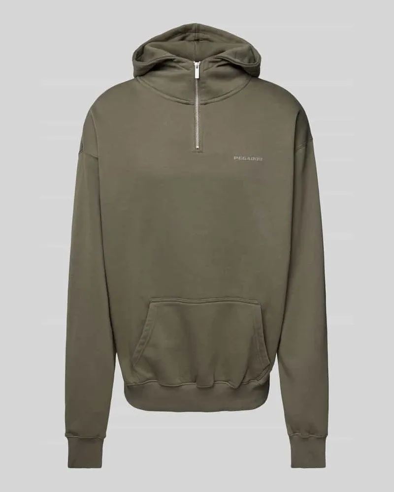 PEGADOR Oversized Hoodie mit Reißverschlussleiste Oliv