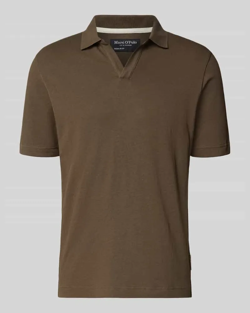 Marc O'Polo Regular Fit Poloshirt aus Baumwoll-Leinen-Mix Dunkelbraun