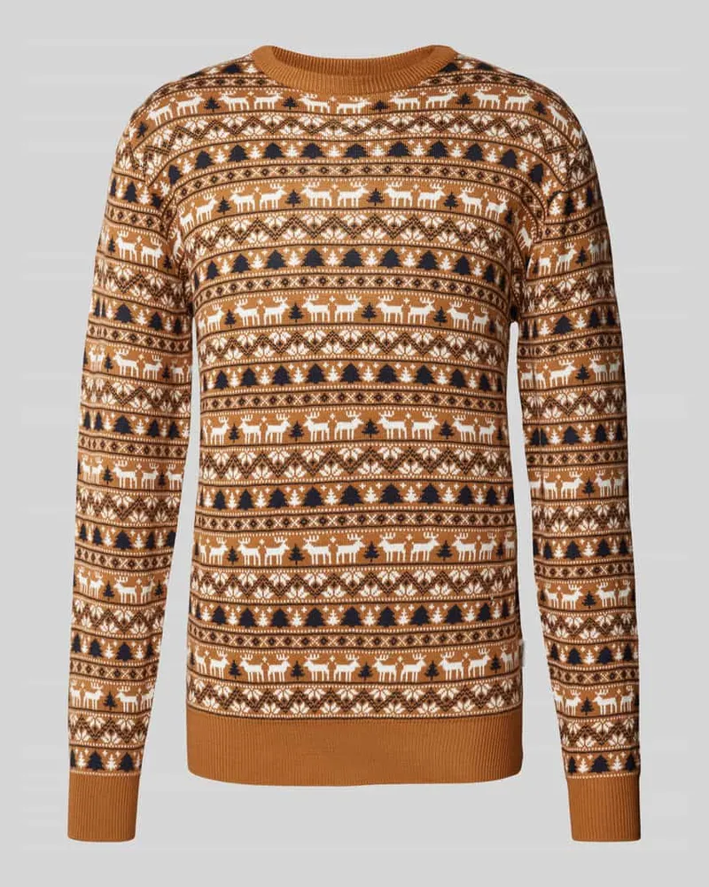 Lindbergh Strickpullover mit gerippten Abschlüssen Camel