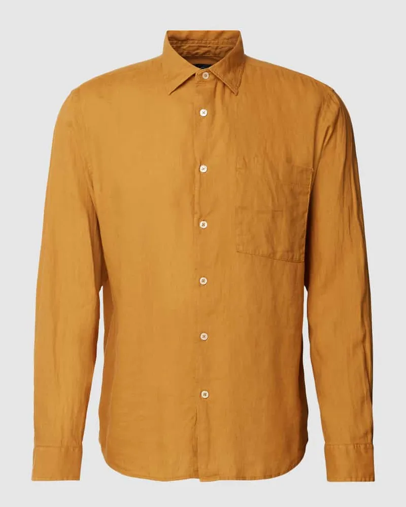 Marc O'Polo Leinenhemd mit Kentkragen Camel