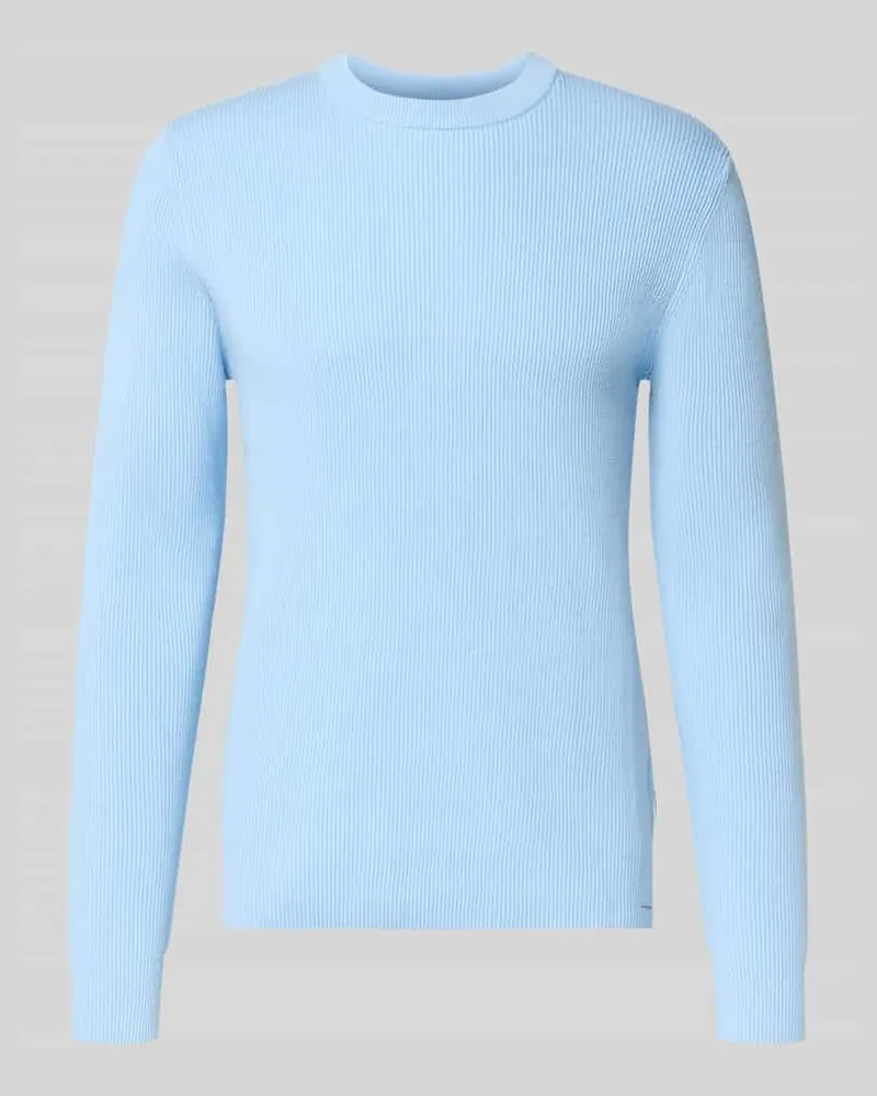 Lindbergh Relaxed Fit Strickpullover mit Rundhalsausschnitt Hellblau