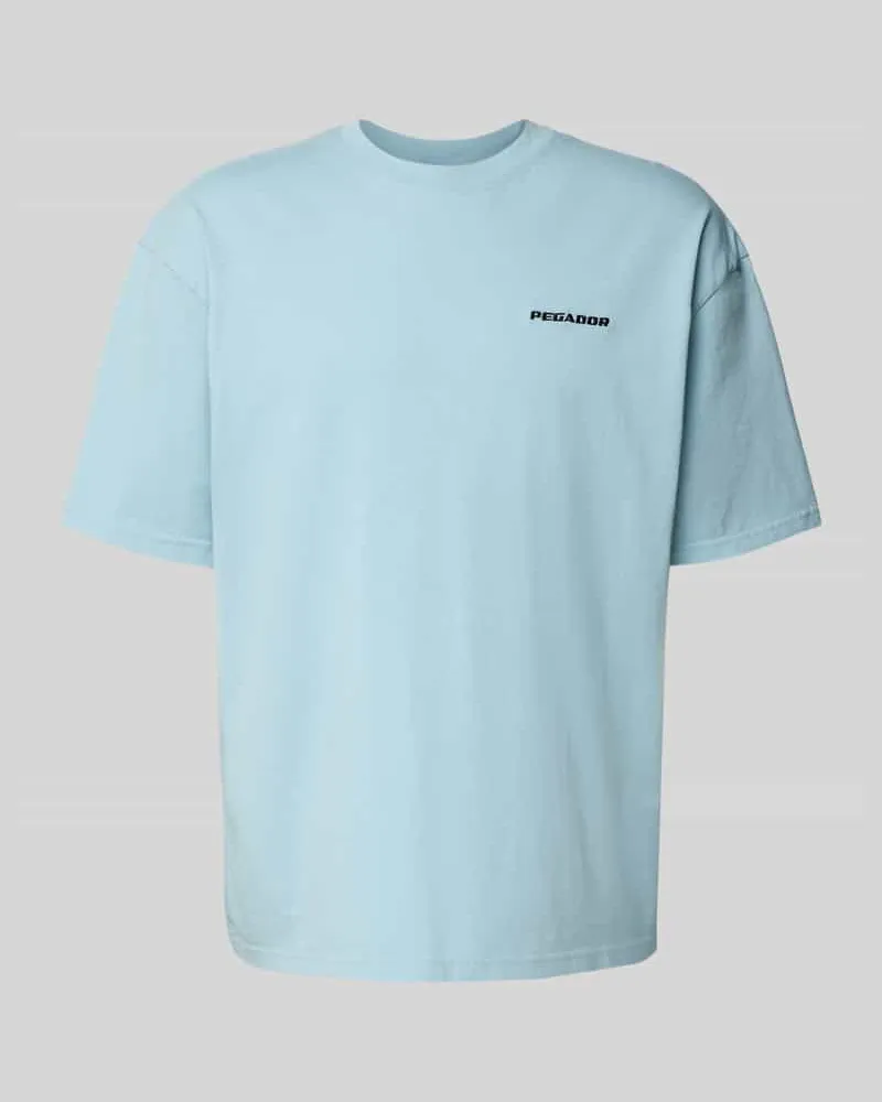 PEGADOR Oversized T-Shirt mit Label-Stitching Hellblau