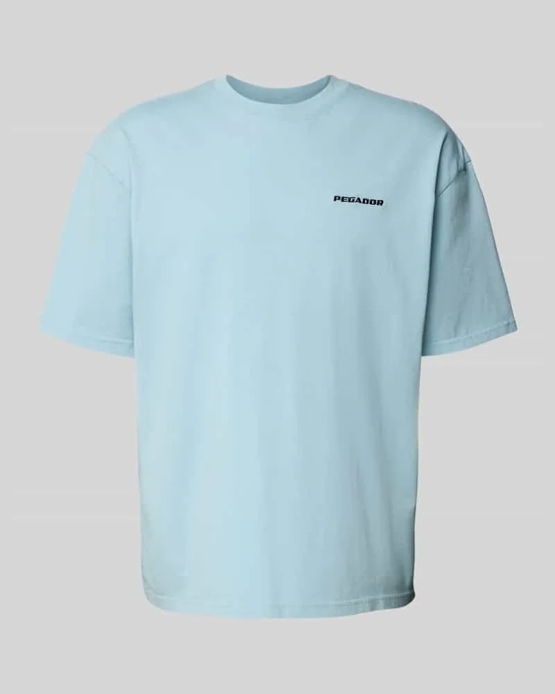 PEGADOR Oversized T-Shirt mit Label-Stitching Hellblau