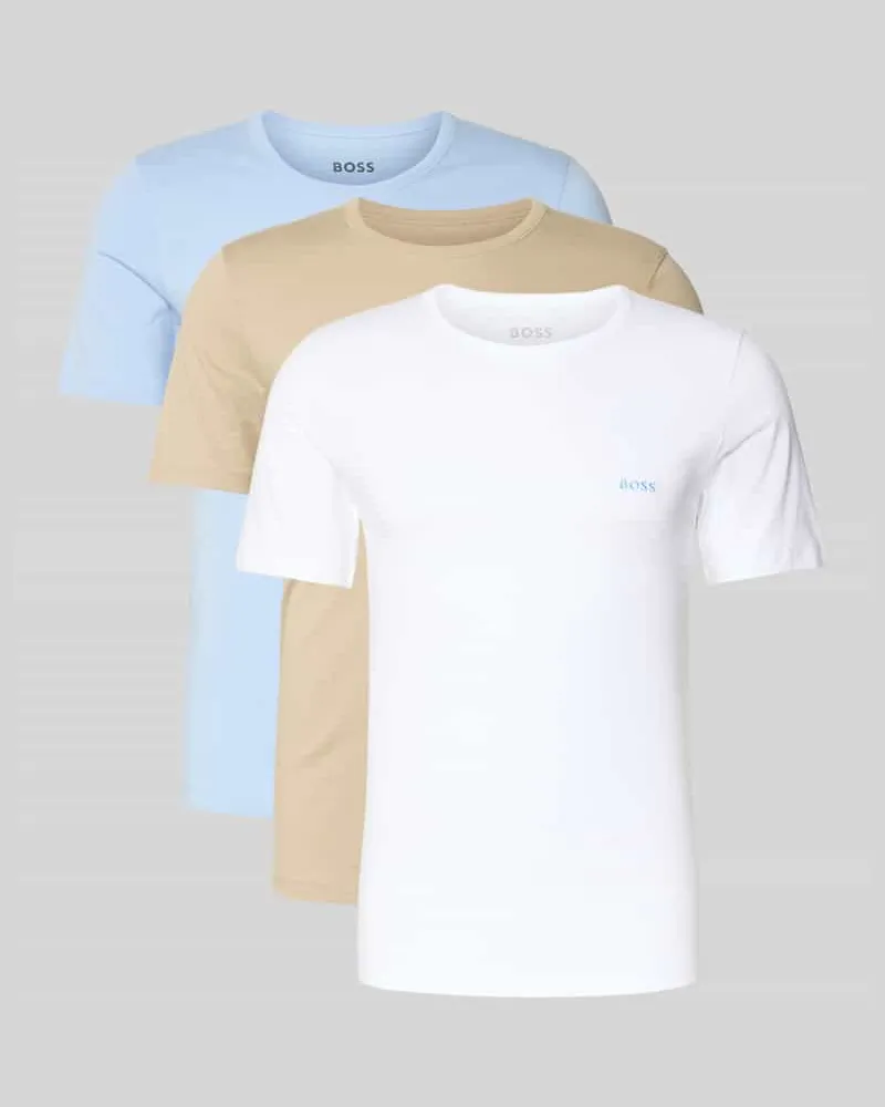 HUGO BOSS Regular Fit T-Shirt im 3er-Pack aus reiner Baumwolle Hellblau