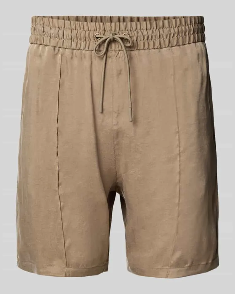 HUGO BOSS Regular Fit Shorts mit fixierten Bügelfalten Modell 'Ravis Hellbraun