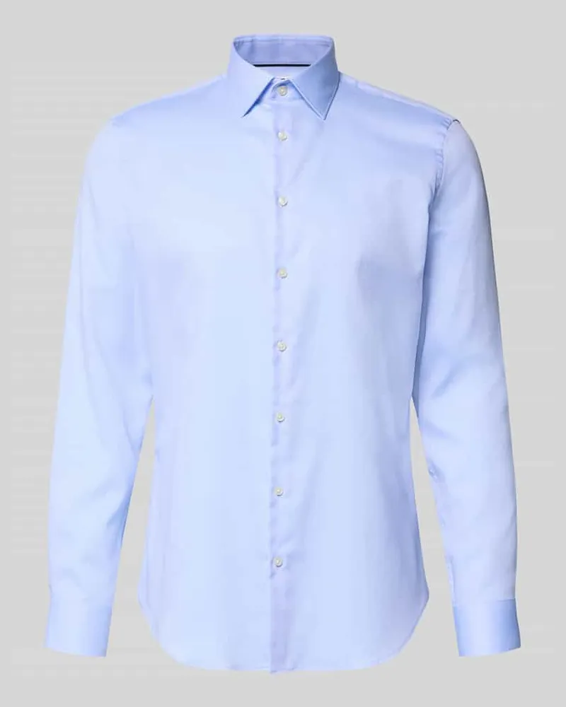 JAKE*S Slim Fit Business-Hemd mit Strukturmuster und Kentkragen Bleu