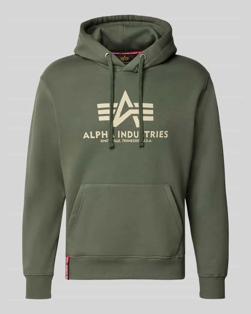 Alpha Industries Regular Fit Hoodie aus Baumwoll-Mix mit Logo-Print Oliv