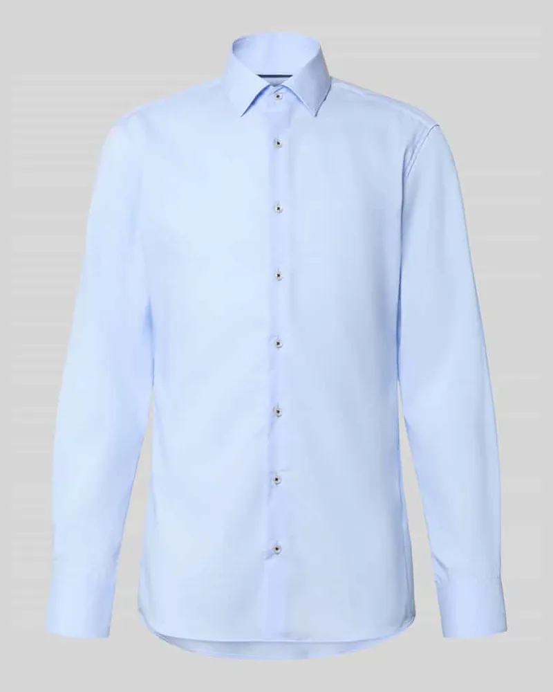Eterna Slim Fit Business Hemd aus Lyocell-Mix mit Kentkragen Bleu