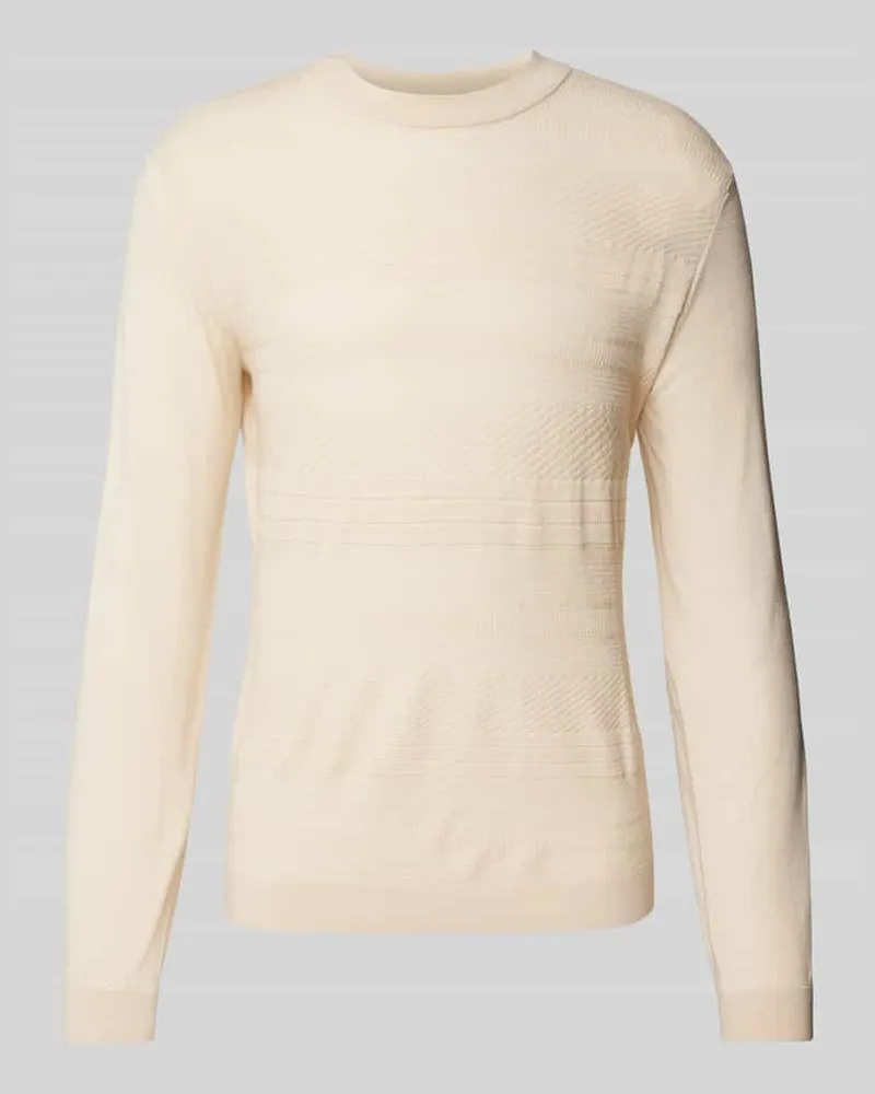 Selected Homme Wollpullover mit Strukturmuster Modell 'TRAY Sand