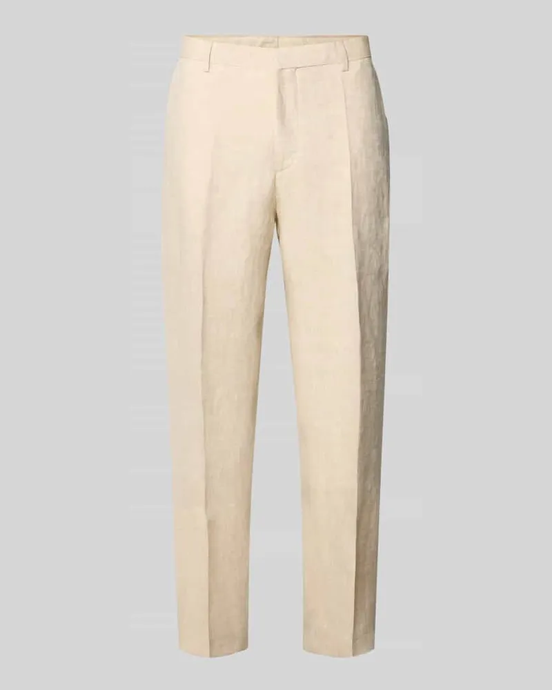 HUGO BOSS Tapered Anzughose aus reinem Leinen Modell 'H-PERIN Beige