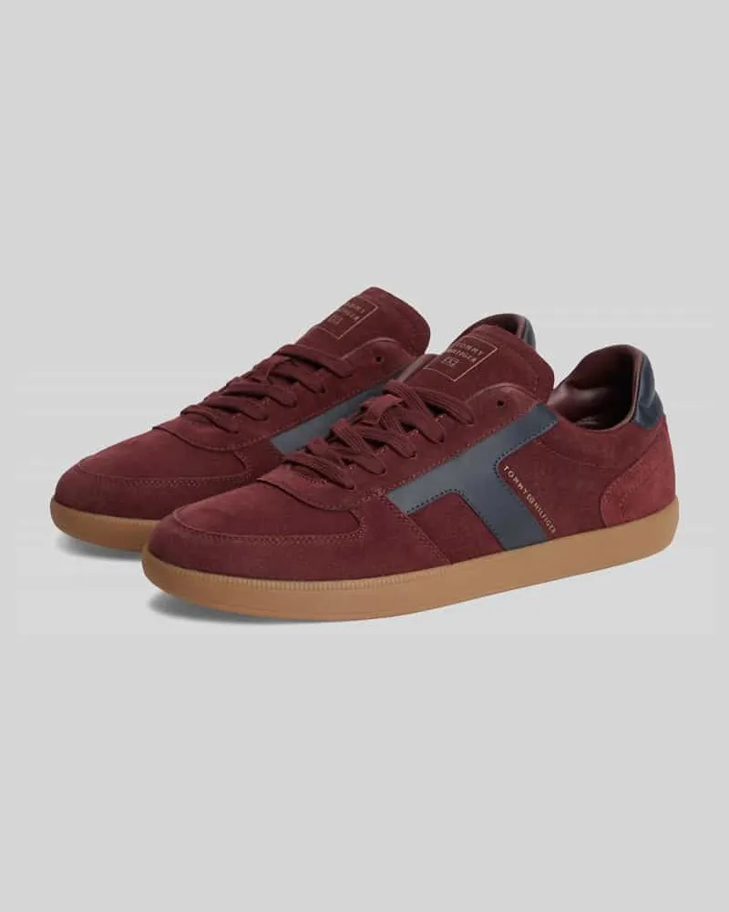 Tommy Hilfiger Sneaker aus echtem Leder mit Logo-Schriftzug Bordeaux