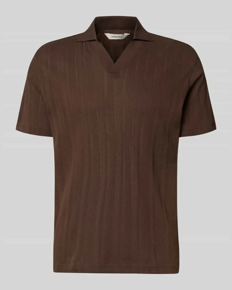 Selected Homme Regular Fit Poloshirt aus Baumwoll-Mix Modell 'TRAVIS Hellbraun