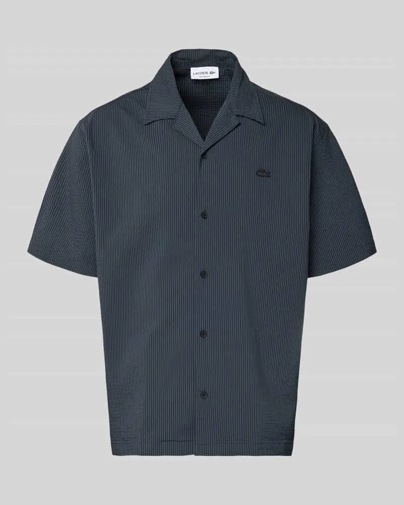 Lacoste Relaxed Fit Freizeithemd aus reiner Baumwolle Dunkelblau