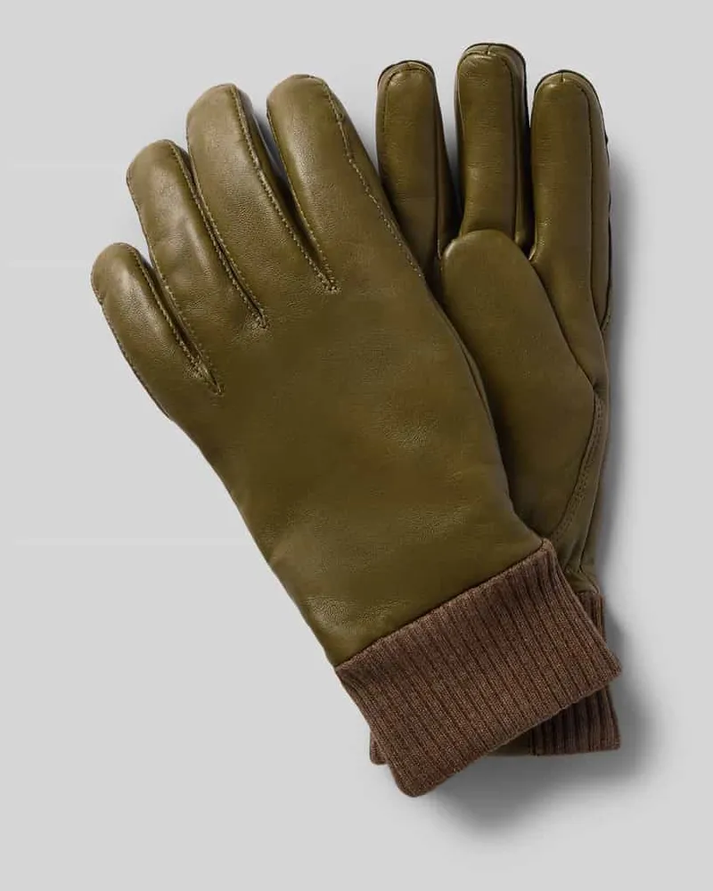 Hestra Handschuhe aus reinem Leder Modell 'Fredrik Oliv