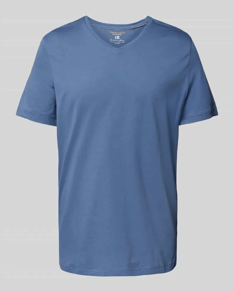 Christian Berg T-Shirt mit V-Ausschnitt Jeansblau