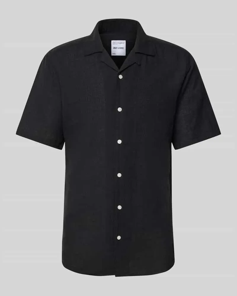 Only & Sons Freizeithemd aus Baumwoll-Leinen-Mix Modell 'CAIDEN Black
