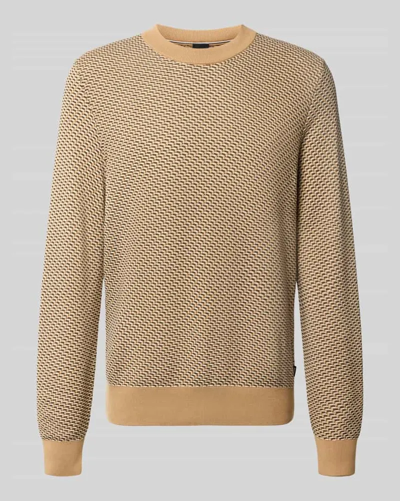 HUGO BOSS Regular Fit Pullover aus reiner Baumwolle Modell 'H-Lofranco Beige