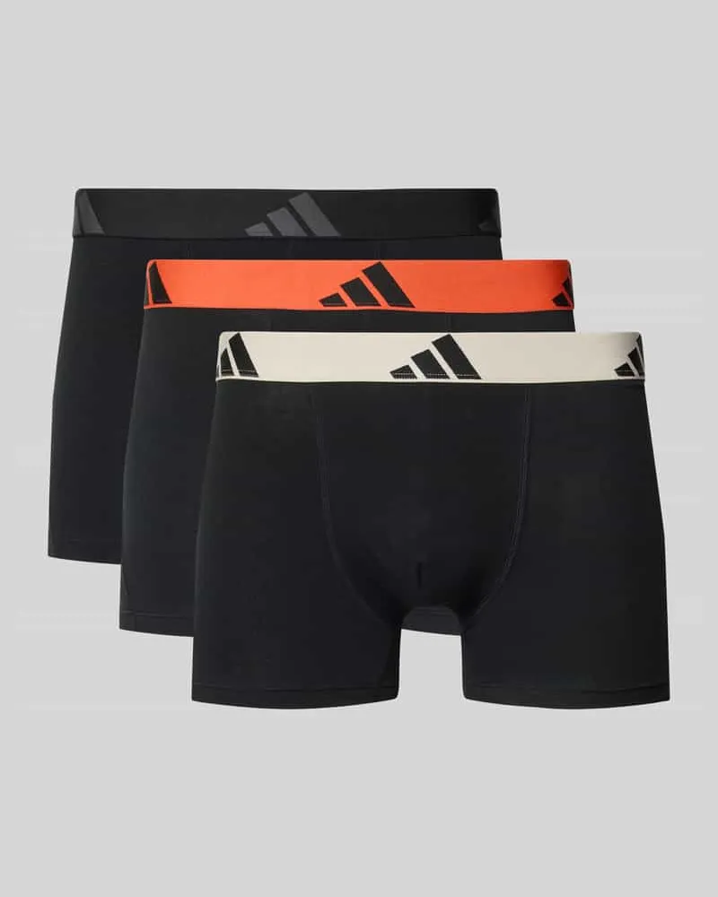 adidas Slim Fit Trunks mit Logo-Stitching Modell 'Active' im 3er-Pack Black