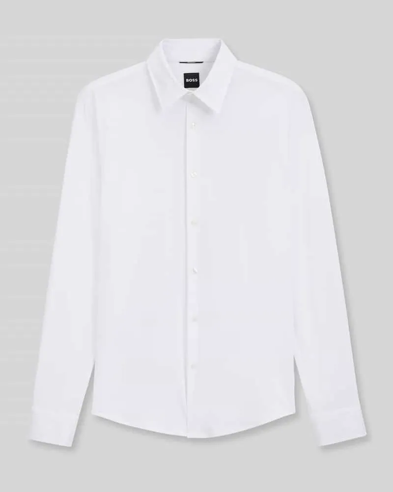 HUGO BOSS Slim Fit Businesshemd mit Kentkragen Weiss