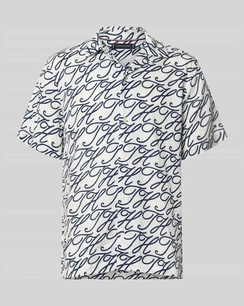 Tommy Hilfiger Regular Fit Freizeithemd aus reinem Leinen Modell 'LINEN CAMP COLLAR Dunkelblau