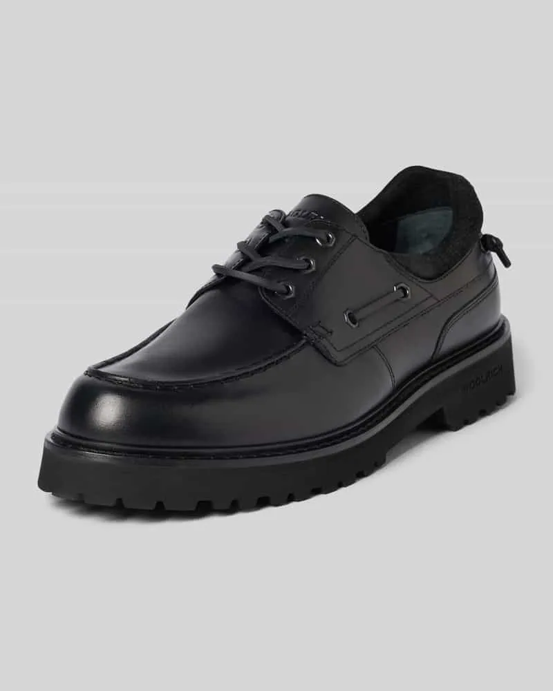 Woolrich Derby aus Leder mit profilierter Sohle Dunkelbraun