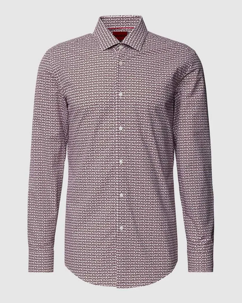 HUGO BOSS Freizeithemd mit Allover-Label Modell 'Kenno Weiss