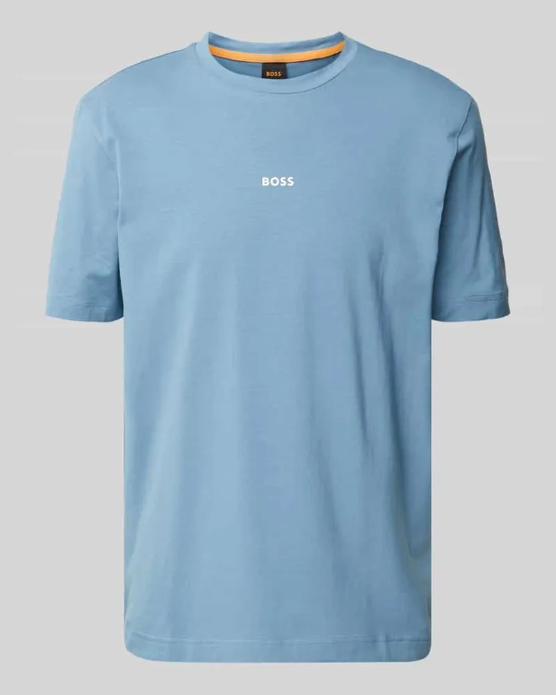 HUGO BOSS T-Shirt mit Label-Print Modell 'TCHUP Rauchblau