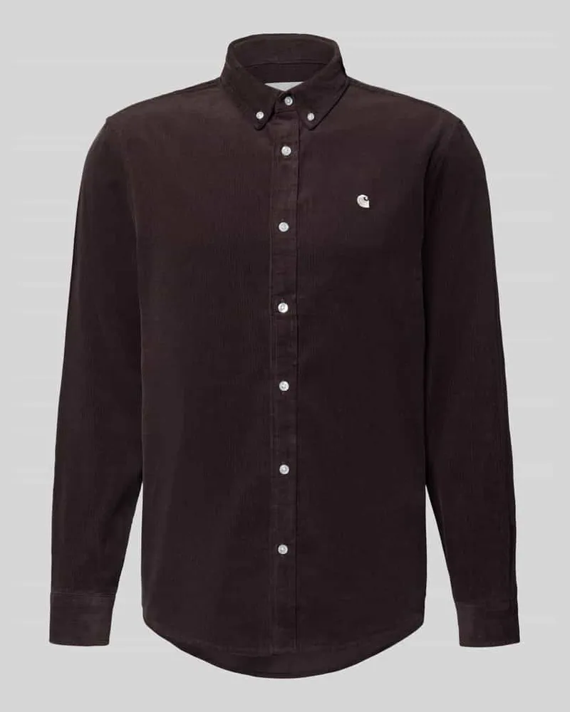 Carhartt WIP Regular Fit Freizeithemd aus Cord mit Button-Down-Kragen Dunkelbraun