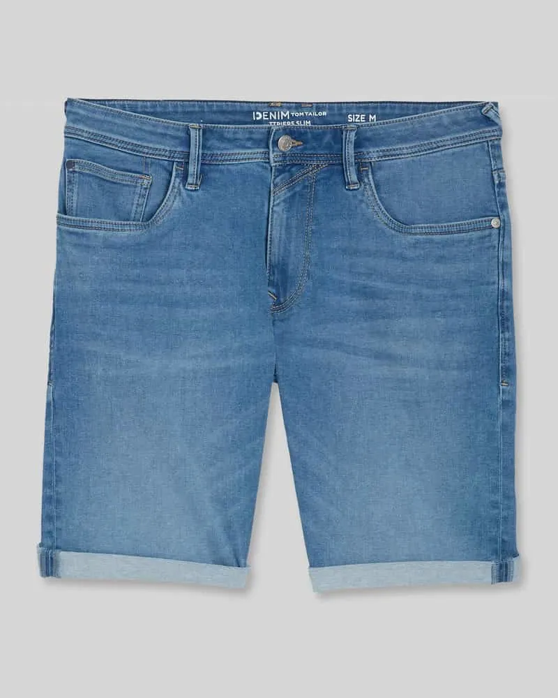 Tom Tailor Slim Fit Jeansshorts aus Baumwoll-Mix Modell 'TTPIERS SLIM Jeansblau